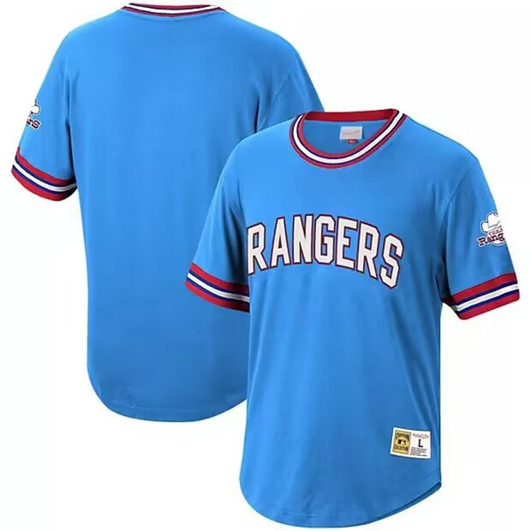 Men's Texas Rangers Light Blue Mitchell & Ness Stitched Baseball T-ShirtCamo With Patch Cool Base Stitched Baseball Jersey